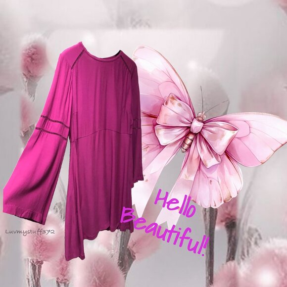 Cute LOFT Pink Midi Dress with pretty cutout details. - Picture 5 of 10